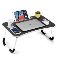 Foldable Laptop Table, Portable Lap Desk Bed Table Tray, Laptop Stand with Cu... picture