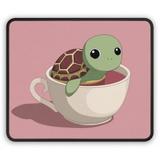 Cute Turtle in Teacup Gaming Mouse Pad | Kawaii Animal Desk Mat picture