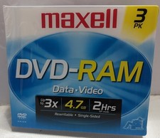 Maxell DVD-RAM 4.7GB 3X Rewritable 3 Pack LOT OF 2 6 Discs NEW SEALED picture