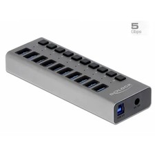 Delock 63670 USB 10-Port USB-A USB 3.2 Gen1 5Gbps Hub with USB-C Grig Plug picture