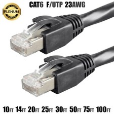 10 20 50 75 100FT CAT6 RJ45 Ethernet F/UTP Cable Shield Plenum Copper 23AWG LOT picture