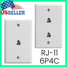 RJ11 Telephone Wall Plate 6P4C Modular Face Plate FAX Phone Line White LOT picture