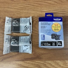 Genuine OEM Brother LC103BK XL Black Ink Cartridges 2-Pack Expires 03/2029 picture