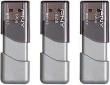 64GB Turbo Attaché 3 USB 3.0 Flash Drive,Grey (Pack of 3) picture
