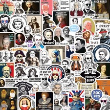 Yqskt 200PCS Funny History Stickers, Historical Figure Brown, Red, Black picture