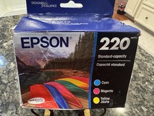 Epson 220 Standard Capacity Cyan Magenta Yellow Ink Cartridge Inkjet box damaged picture