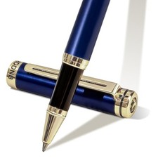 Luxury Rollerball Pens Gift Set, Schneider Ink Refill, 24K Gold Trim Blue&Gold picture