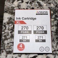 Ankink Compatible Canon Ink Cartridge PGBK-270 XL/271-BK BOX OF 4 TANKS NEW SEAL picture