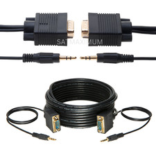50FT SVGA Super VGA 3.5mm Aux Cable Audio Video Male to Male Monitor picture
