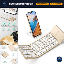 Foldable Bluetooth Keyboard with Touchpad, Ultra Slim Compact Design, Gold Color picture