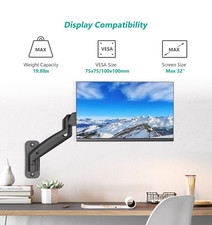 WALI Single Monitor Wall Mount for 1 Screen up to 32 inch, 19.8 lbs (GSWM001) picture
