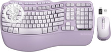 Purple Ergonomic Wireless Keyboard and Mouse Combo, Sablute 2.4G Full Size Ergo picture
