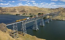 Landscape nature water bridge train hills trees Custom Gaming Mat Desk picture