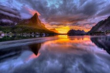 Landscape nature mountains town house norway clouds Custom Gaming Mat Desk picture