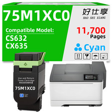 75M1XC0 Cyan Toner Cartridge Compatible for Lexmark CS632 CX635(11700 Pages) picture