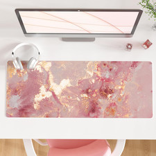 Large Mouse Pad, Cute Pink Desk Mat for Desktop, Women Girls PU Leather Waterpro picture