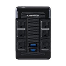 CyberPower HT600WSU2A 6-Outlet 500V Wall Mount Surge Protector, Black picture