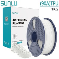 SUNLU 1KG White TPU 90A 3D Printer Filament 1.75mm TPU 2.2lbs Flexible TPU White picture