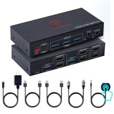 HDMI KVM Switch 2 Monitors 2 Computers – 8K@60Hz 4K@120Hz 4 Port USB 3.0 Hu... picture