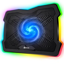 KLIM Ultimate - RGB Laptop Cooling Pad with LED Rim - NEW - Medium, Black picture