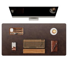 YSAGi Genuine Leather Desk Mat 31.5x15.8in Dark Brown picture