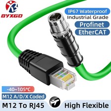 M12 to RJ45 Ethernet Cable Cat6A Shielded IP67 Industrial 8 Pin A D X Coded picture