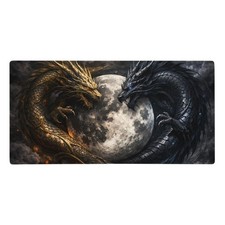 Celestial Dragons Yin Yang Moon Gaming Mouse Pad Extended Desk Mat Fantasy Art picture