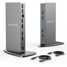 WAVLINK 69DK7 USB 3.0 Dual 4K@60Hz Docking Station 2X HDMI 2X DP LAN 6 USB Audio picture