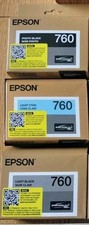 3 Genuine Sealed Epson 760 Photo Blk Lt Cyn Lt Blk Inkjet Cartridges -- 2021 picture