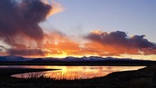Landscape nature lake sunrise mountains clouds outdoors Custom Gaming Mat Desk picture
