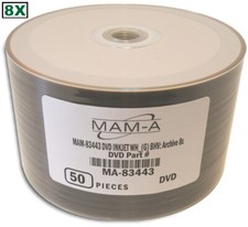 50-Pak MAM-A (Mitsui) White Inkjet Hub/GOLD 8X ARCHIVAL GOLD DVD-R's (#83443) picture