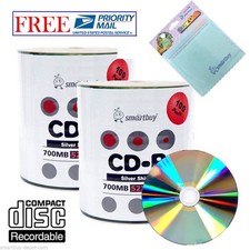 200 Pack Smartbuy Shiny Silver 52X CD-R 700MB 80Min Disc FREE Micro Fiber Cloth picture
