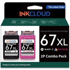 Black/Color Combo Pack for HP 67 XL DeskJet Envy Printers picture