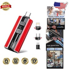 Bright Red 512GB USB Flash Drive - Dual Port, Fast Transfer, iPhone/PC/Android picture