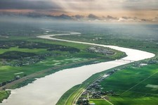 Landscape river clouds field Custom Gaming Mat Desk picture