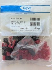ICC 25-pack Cat6 HD IC107F6CBK modular keystone jacks, black, new picture