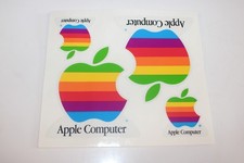 Vintage 80s Apple Macintosh Computer Decals Stickers 4 Sticker Sheet Rainbow Mac picture