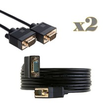 2-Pack 10FT SVGA VGA Cable Male to Male Monitor PC LCD Projector CCTV Video Cord picture