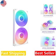 White 280mm RGB Fan Unit - All-in-One 140mm RGB Fans - Speed & Lighting Contr... picture