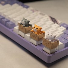 Cute Cat Keycap Cherry MX Switches Mechanical Keyboard OEM R4 Novelty Desk picture