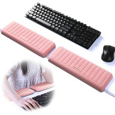 2 PCS L Shaped Desk Wrist Rest Elbow Non Slip Memory Foam 11.8x3.9 Inch Pink picture