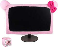 1 Pcs Cute Cat Ear Computer Monitor Cover, Kawaii Pink Dustproof Screen Prote... picture