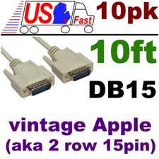 Lot10pk 10ft vintage/old APPLE/MAC DB15 pin monitor/video Male~M Cable/Cord/Wire picture