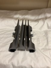 Adjustable 3-Slot Vertical Laptop Stand Gray Aluminum picture