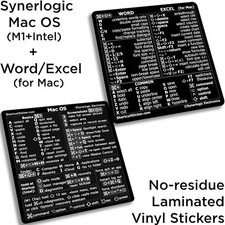 SYNERLOGIC Mac OS (M+Intel) + Word/Excel Shortcuts No-Residue Vinyl Stickers picture
