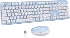 UBOTIE Colorful Computer Wireless Keyboard Mice Combo, Retro Typewriter Flexible picture