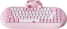 YUNZII C68 Silicone Cute Cat Mechanical Keyboard (Pink, Milk Switch) picture