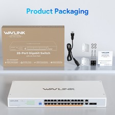 Wavlink 28 Port Gigabit Ethernet Switch 24 PoE 2 SFP 2 Gigabit Port Uplink 250W picture