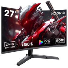 27 Inch 1440P Curved Gaming Monitor, 180Hz QHD Computer Monitor, 1Ms Adaptive-Sy picture