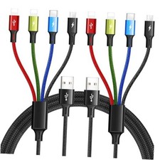 Multi Charging Cable 3.5A Multiple Charger Cable Braided 4 in 1 Multi USB Black picture